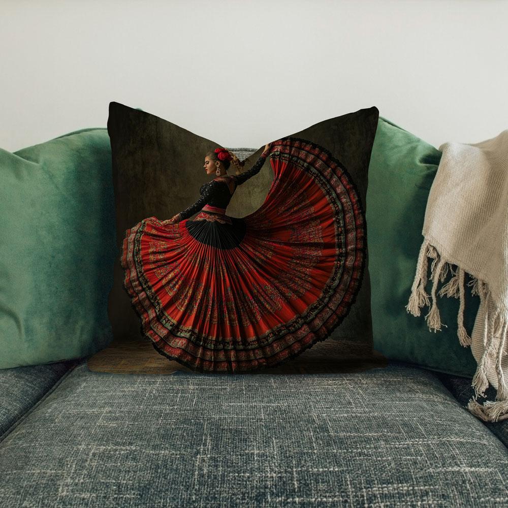 Full Circle Skirt X Belly Dance Throw Pillow 18 in x 18 in