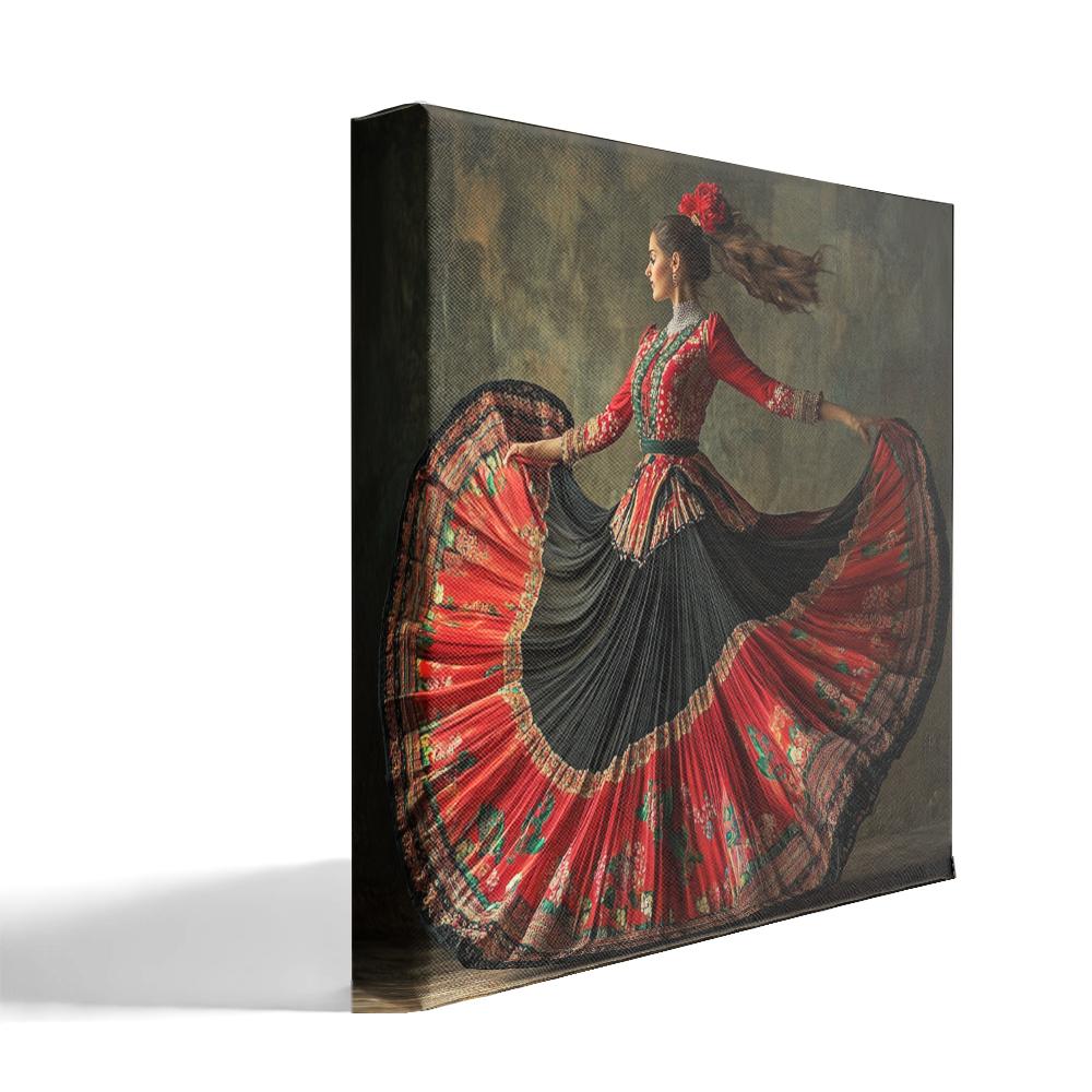 Full Circle Skirt XI Belly Dance Canvas Art 16 in x 16 in