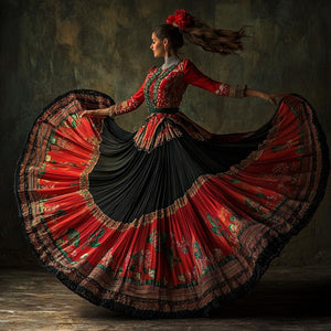 Full Circle Skirt XI Vintage Red - Belly Dance Art Download