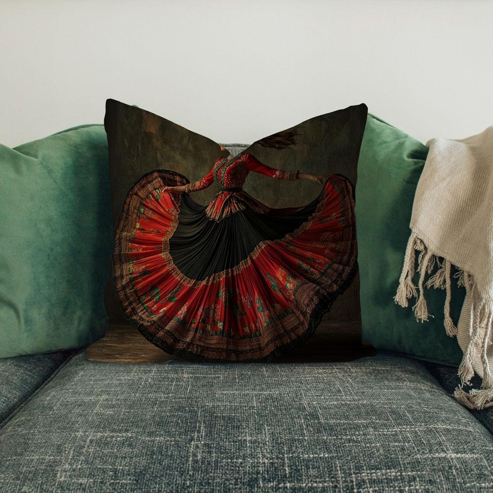 Full Circle Skirt Xi Belly Dance Throw Pillow 18 in x 18 in