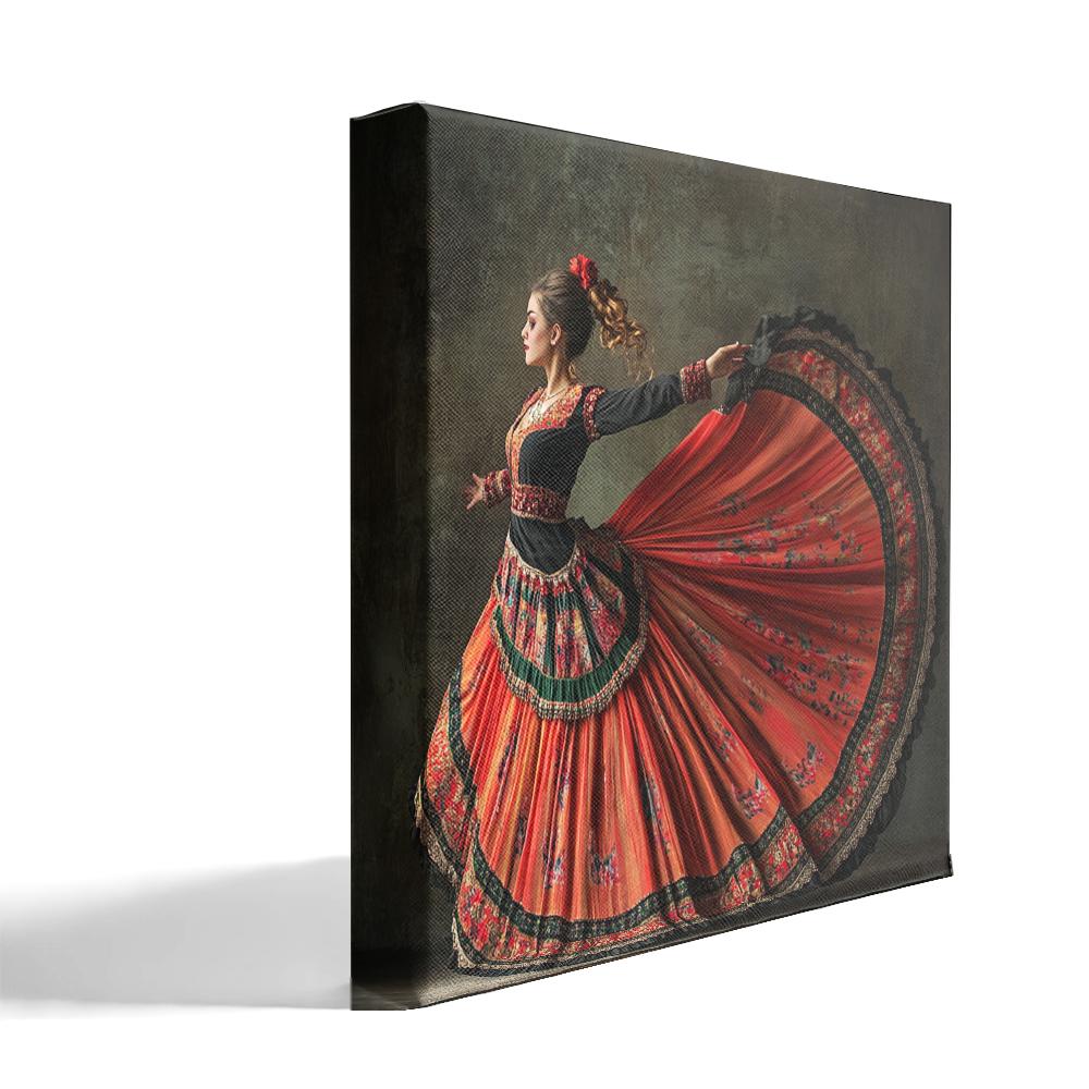 Full Circle Skirt XII Belly Dance Canvas Art 16 in x 16 in