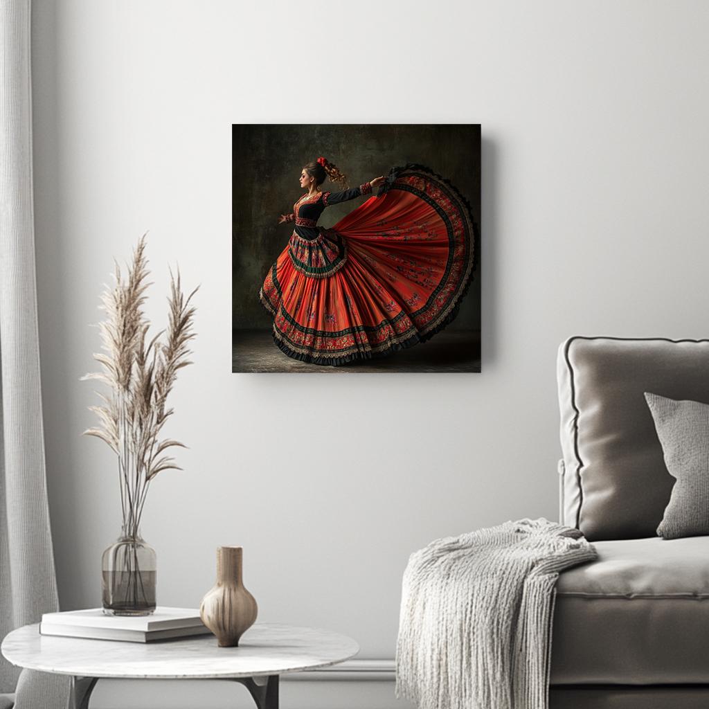 Full Circle Skirt XII Belly Dance Canvas Art 16 in x 16 in