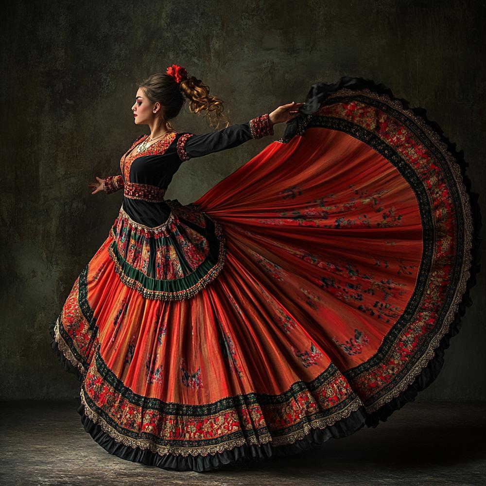 Full Circle Skirt XII Vintage Red - Belly Dance Art Download