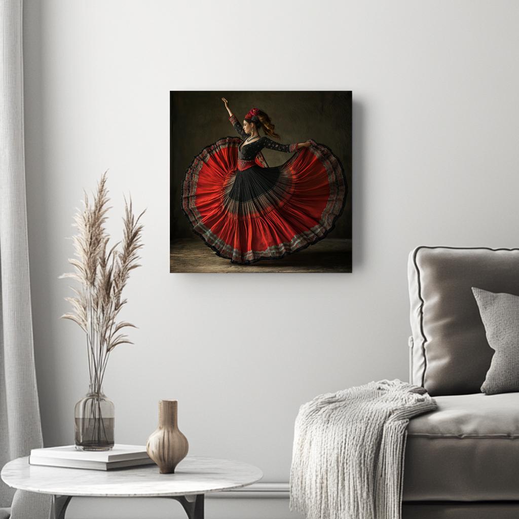 Full Circle Skirt XIII Belly Dance Canvas Art 16 in x 16 in