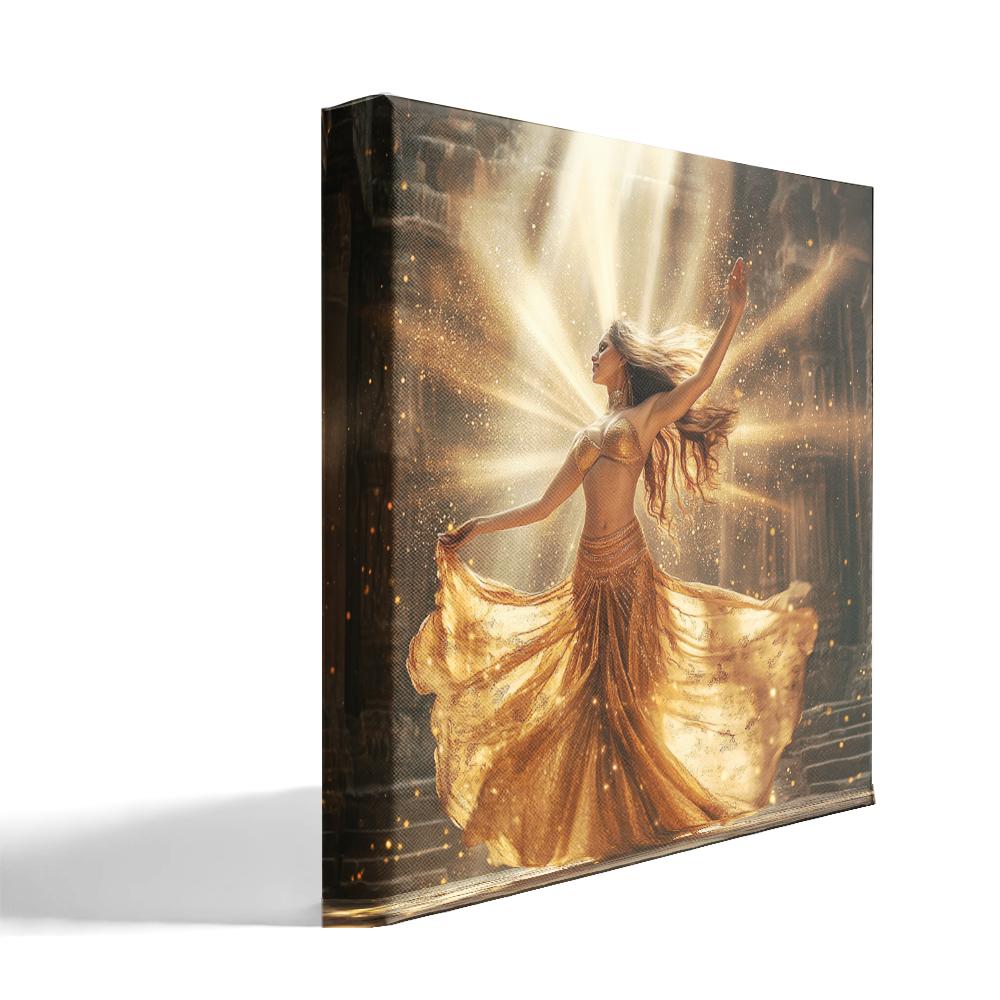 Golden Temple Light I Belly Dance Canvas Art 16 in x 16 in