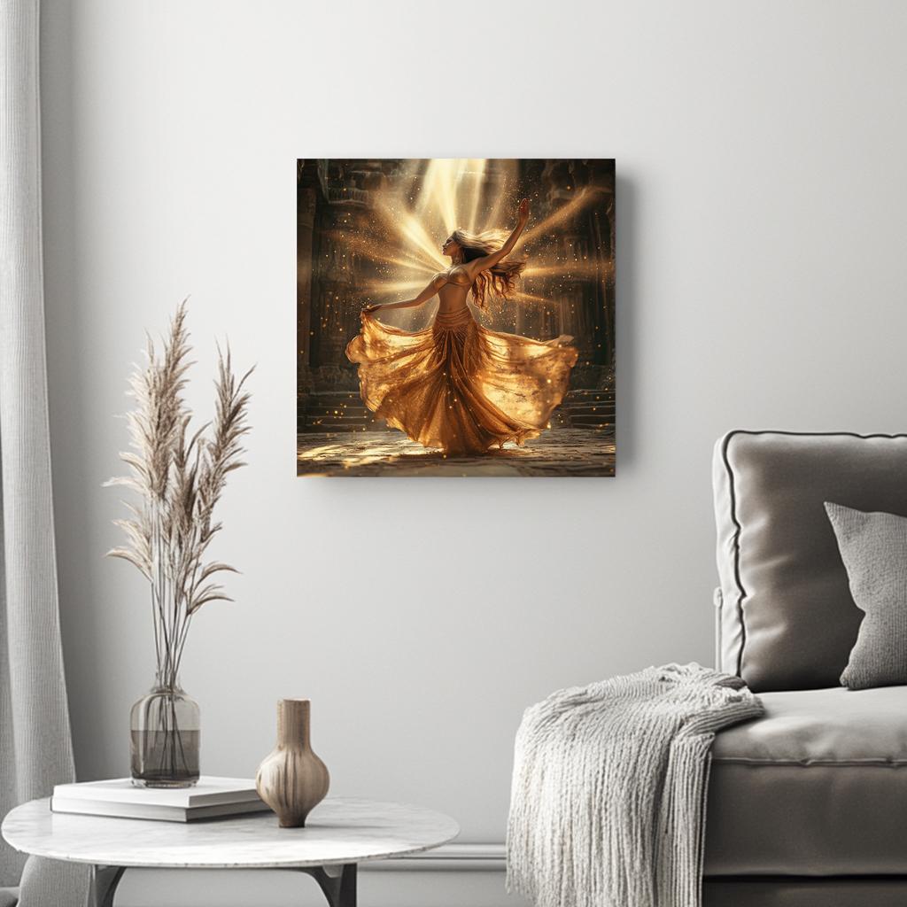 Golden Temple Light I Belly Dance Canvas Art 16 in x 16 in