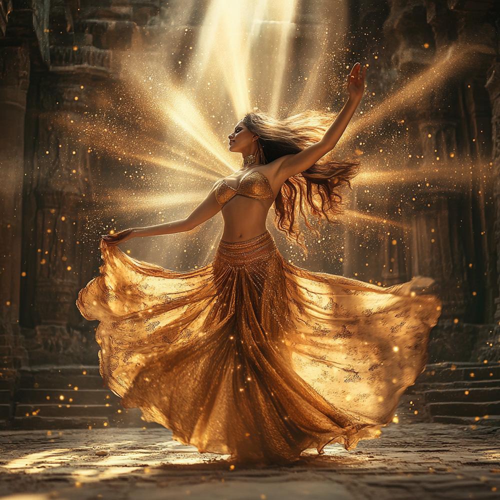 Golden Temple Light I Vintage Red - Belly Dance Art Download