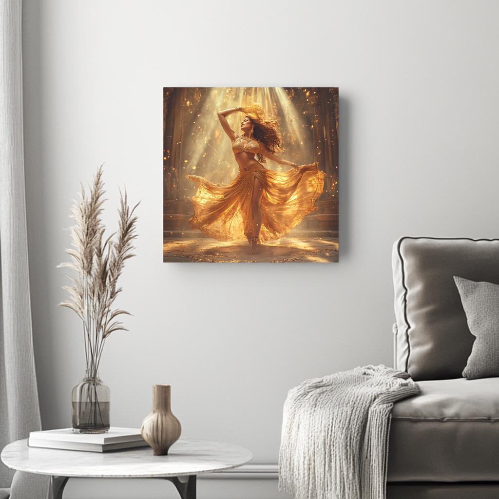 Golden Temple Light II Belly Dance Canvas Art 16 in x 16 in