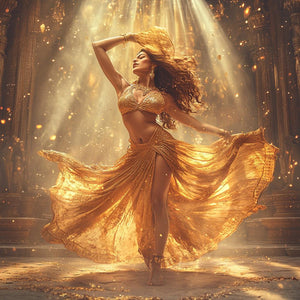 Golden Temple Light II Vintage Red - Belly Dance Art Download