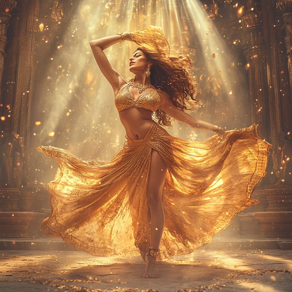 Golden Temple Light II Vintage Red - Belly Dance Art Download