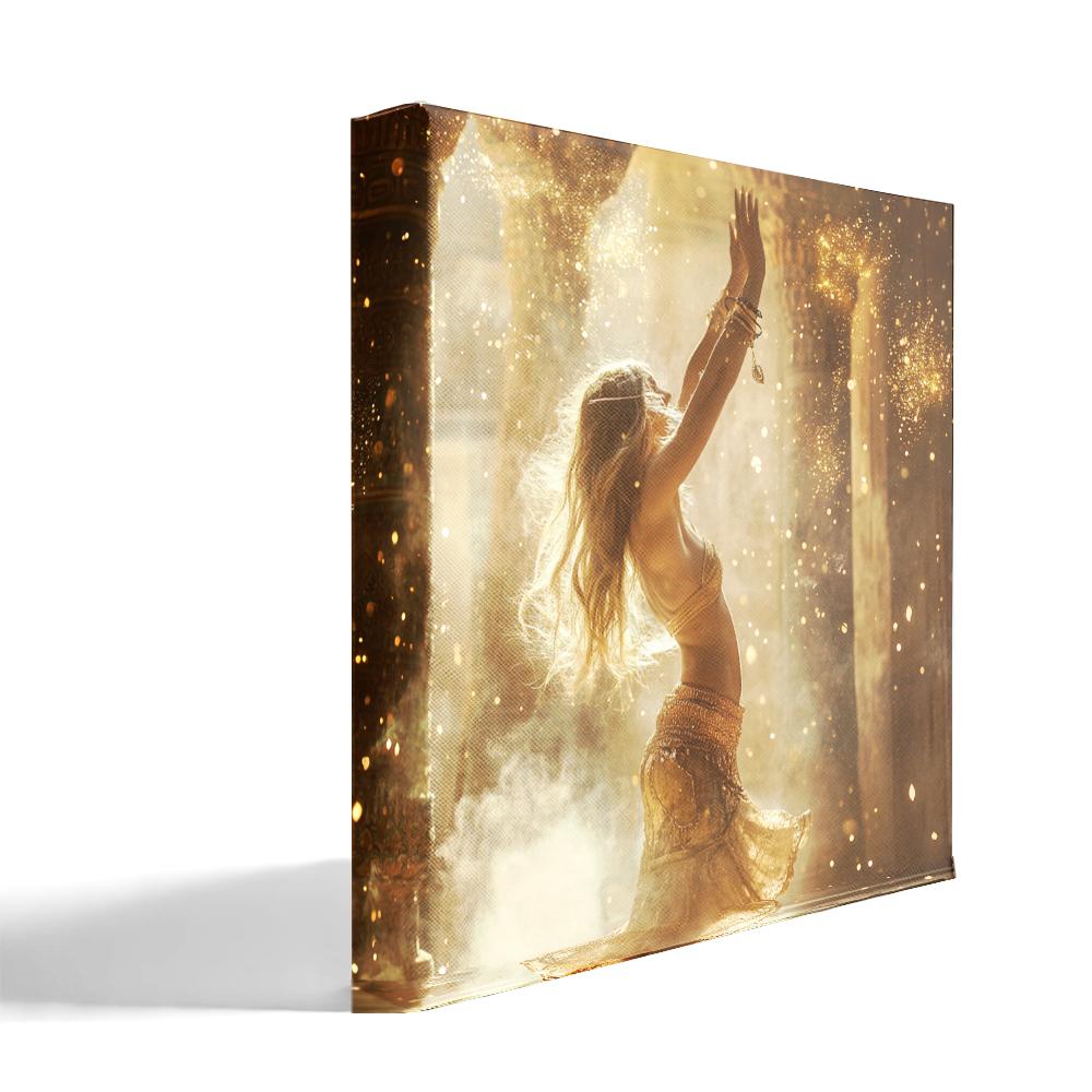 Golden Temple Light III Belly Dance Canvas Art 16 in x 16 in