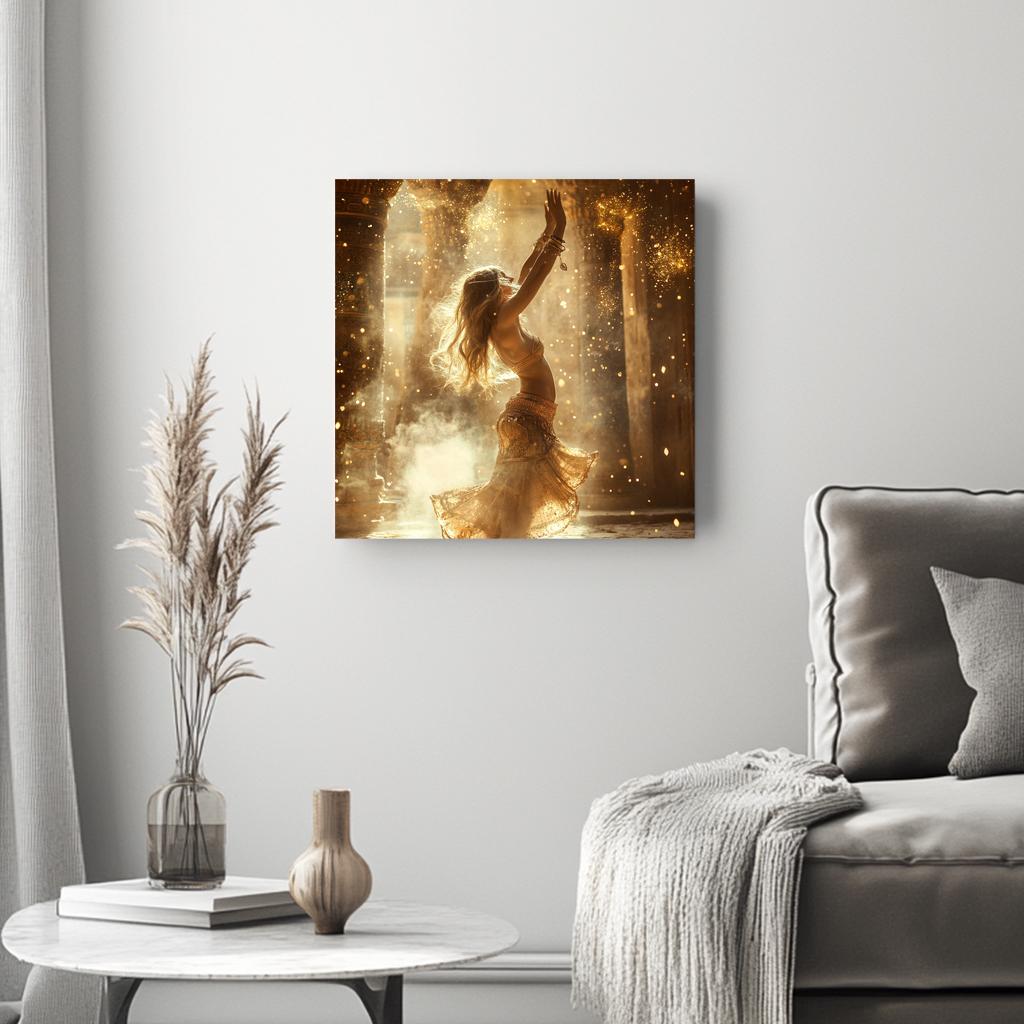 Golden Temple Light III Belly Dance Canvas Art 16 in x 16 in
