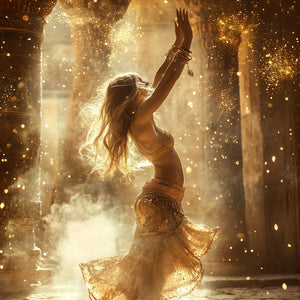 Golden Temple Light III Vintage Red - Belly Dance Art Download