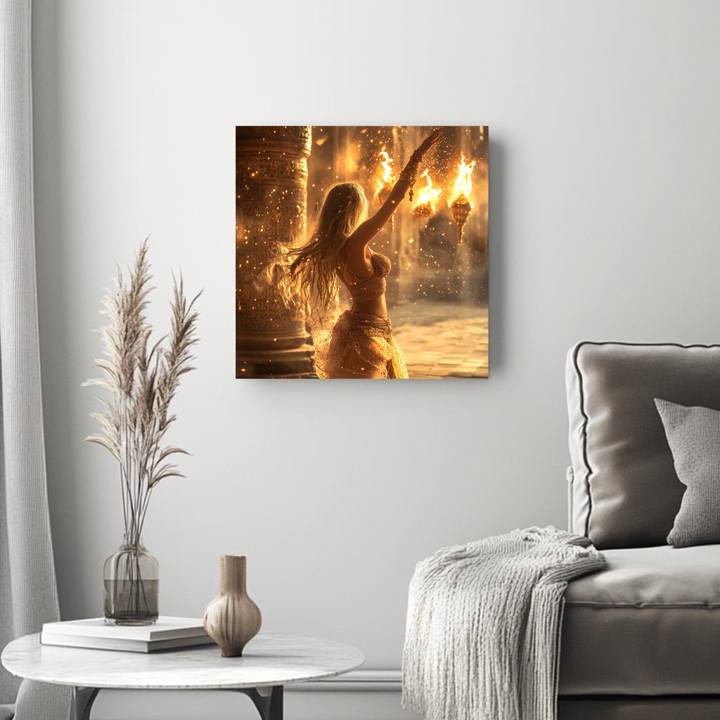 Golden Temple Light IV Belly Dance Canvas Art 16 in x 16 in