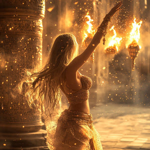 Golden Temple Light IV Vintage Red - Belly Dance Art Download