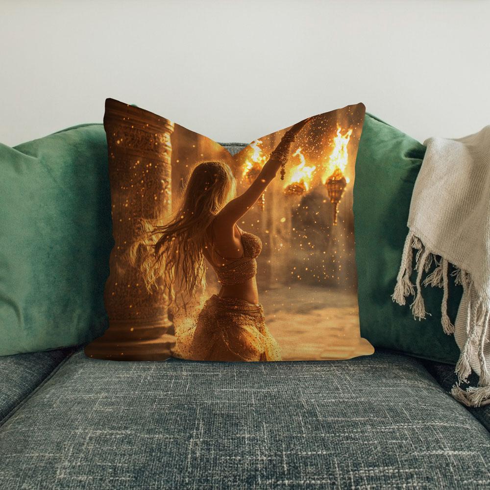 Golden Temple Light Iv Belly Dance Throw Pillow 18 in x 18 in