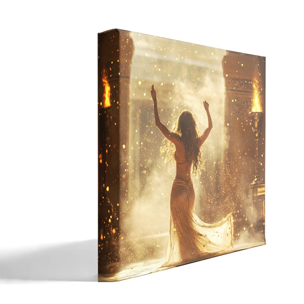 Golden Temple Light V Belly Dance Canvas Art 16 in x 16 in