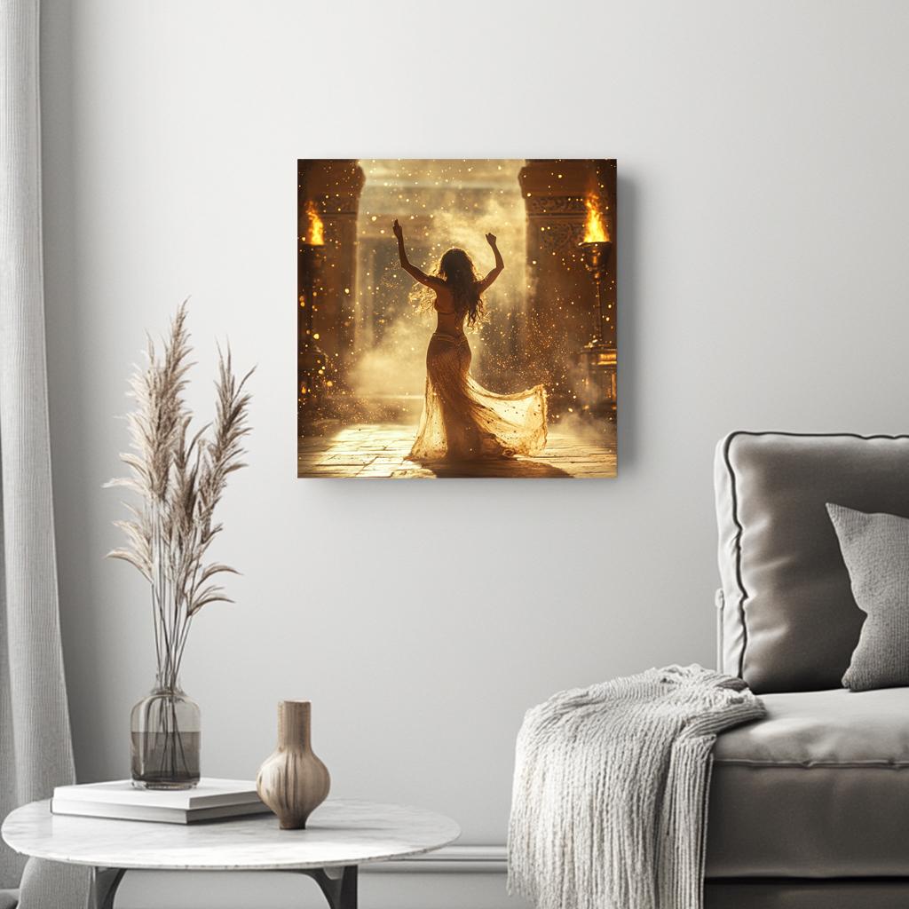 Golden Temple Light V Belly Dance Canvas Art 16 in x 16 in