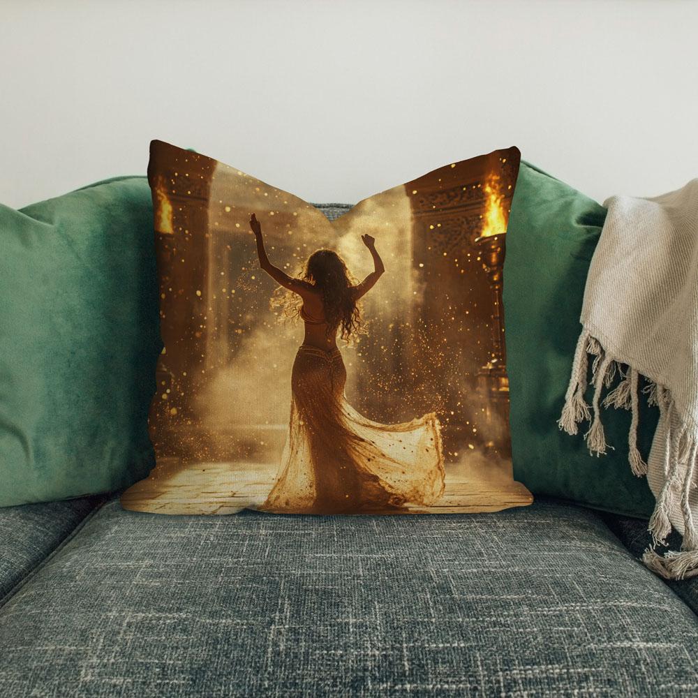 Golden Temple Light V Belly Dance Throw Pillow 18 in x 18 in