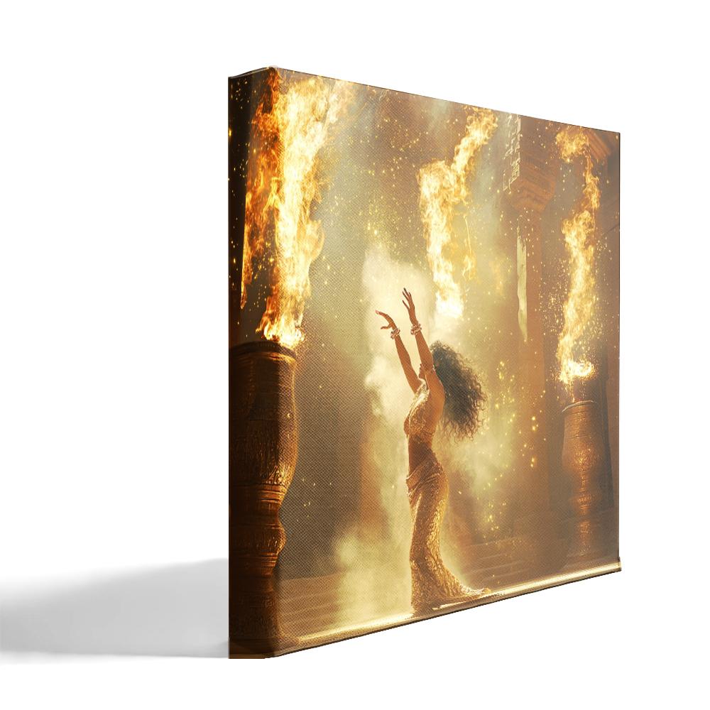 Golden Temple Light VI Belly Dance Canvas Art 16 in x 16 in