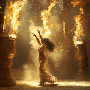 Golden Temple Light VI Vintage Red - Belly Dance Art Download