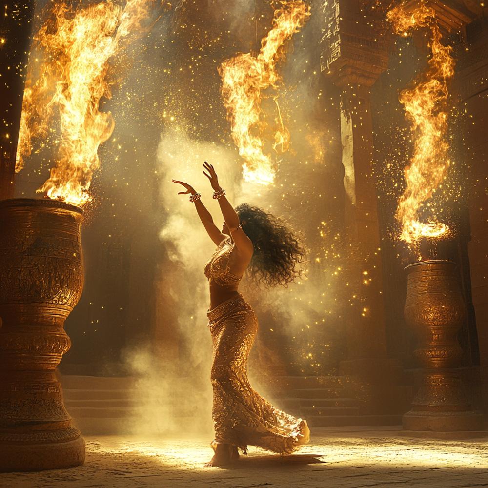 Golden Temple Light VI Vintage Red - Belly Dance Art Download