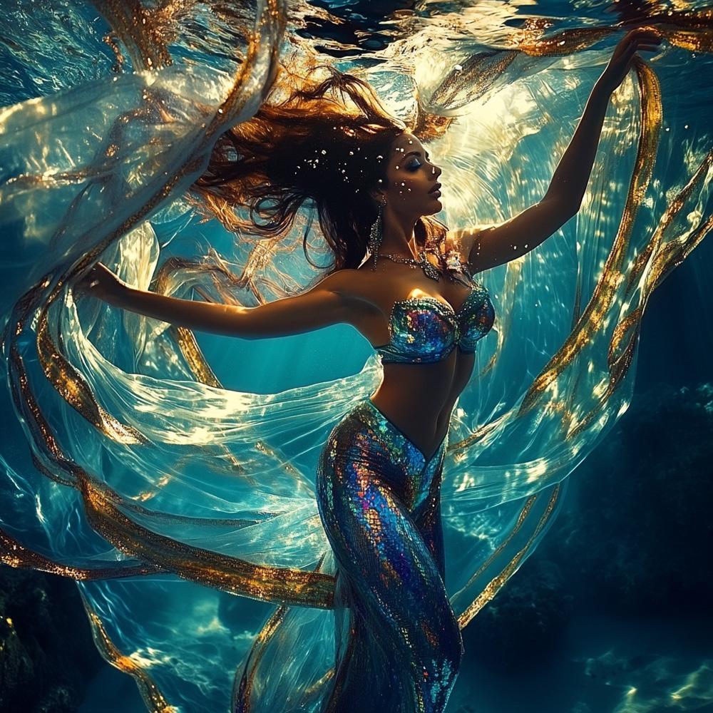 Grace Submerged I Vintage Red - Belly Dance Art Download