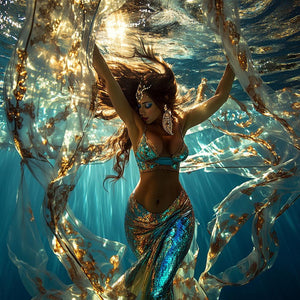 Grace Submerged II Vintage Red - Belly Dance Art Download