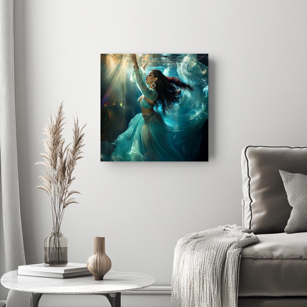 Grace Submerged III Belly Dance Canvas Art 16 in x 16 in