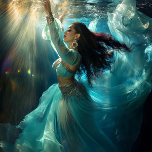 Grace Submerged III Vintage Red - Belly Dance Art Download