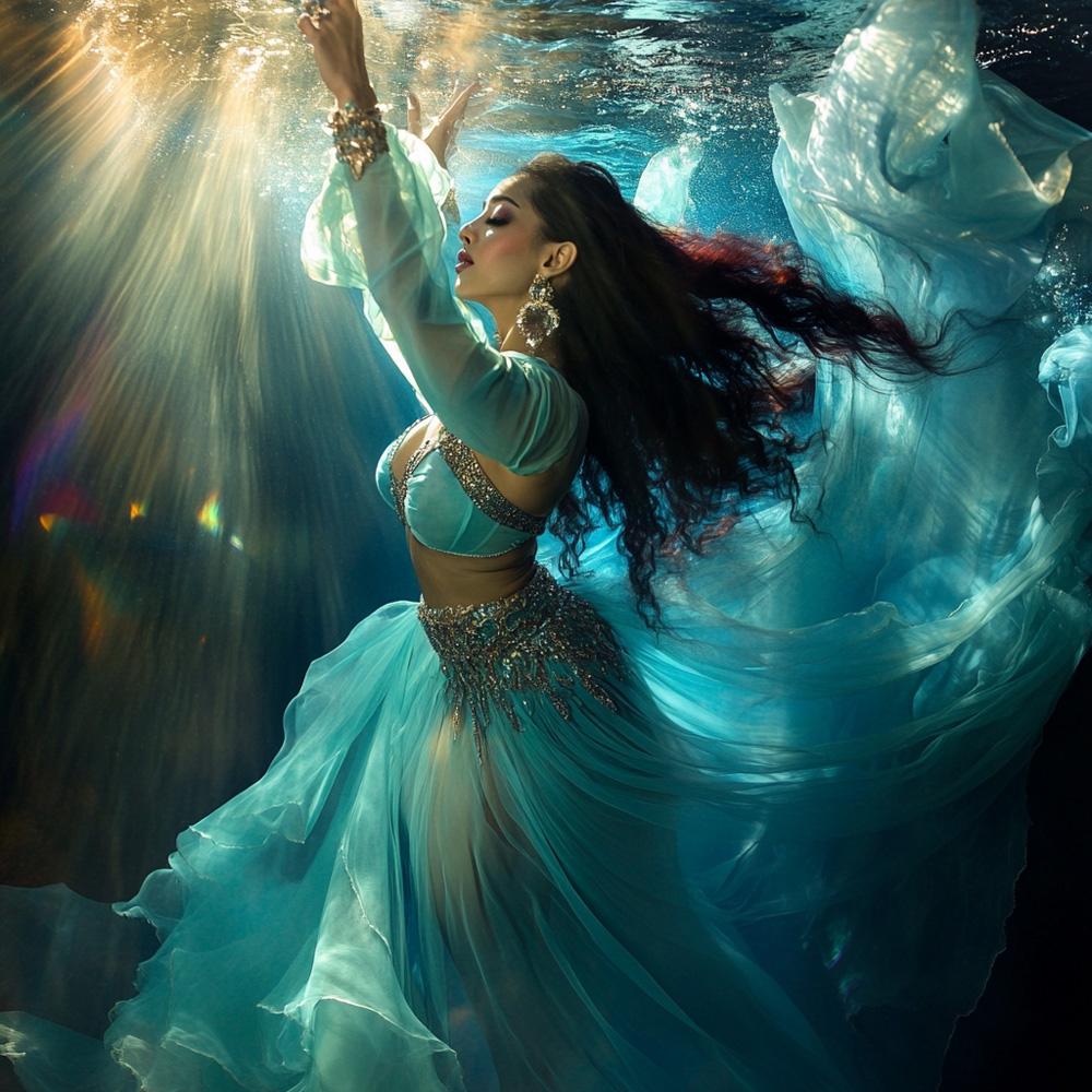 Grace Submerged III Vintage Red - Belly Dance Art Download