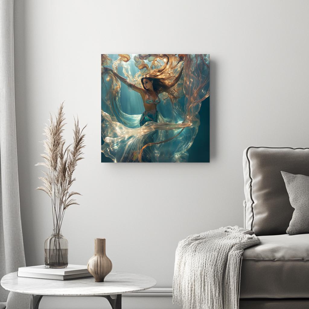 Grace Submerged VI Belly Dance Canvas Art 16 in x 16 in