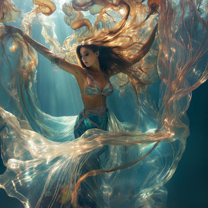 Grace Submerged VI Vintage Red - Belly Dance Art Download