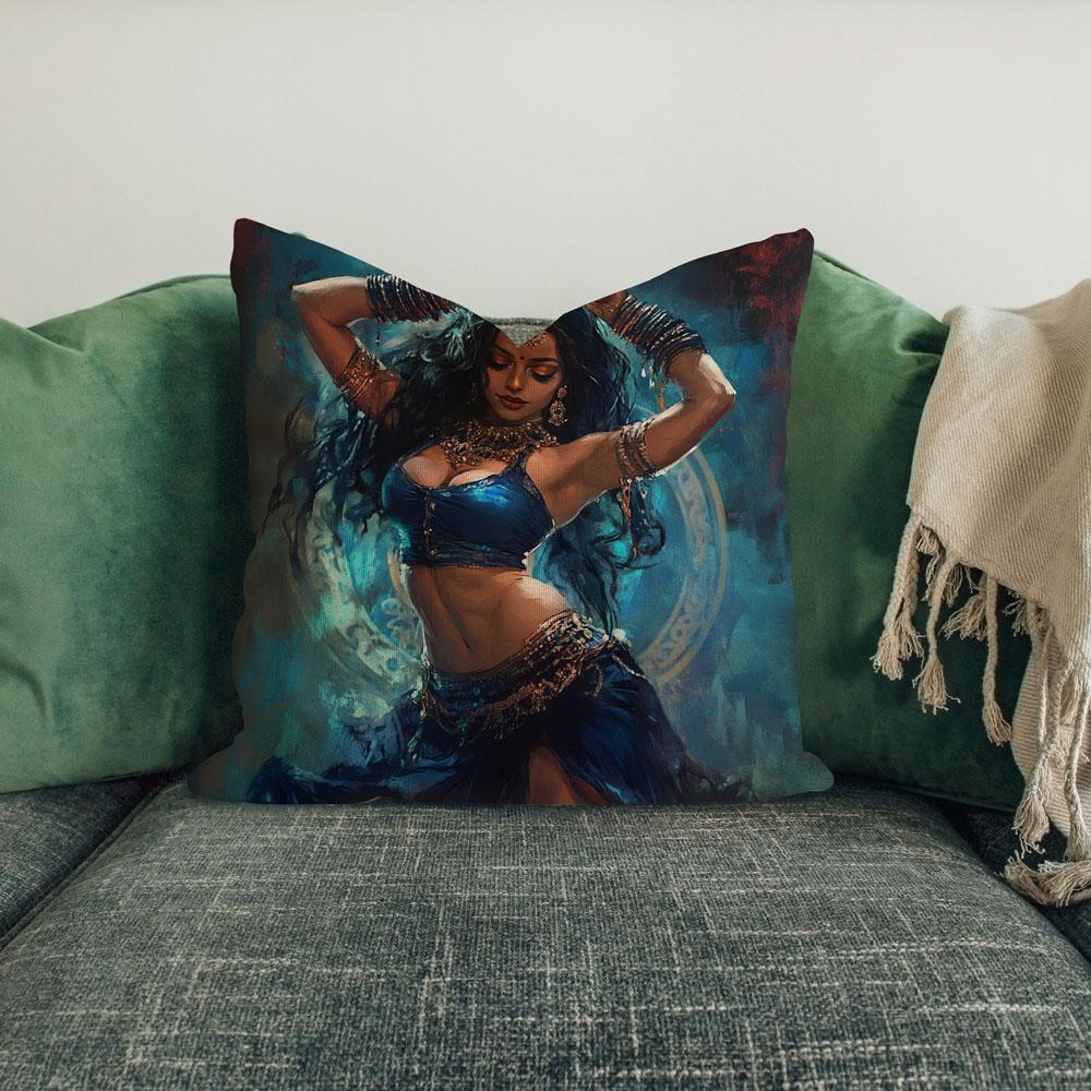 Kali In Blue I Belly Dance Throw Pillow 18 in x 18 in