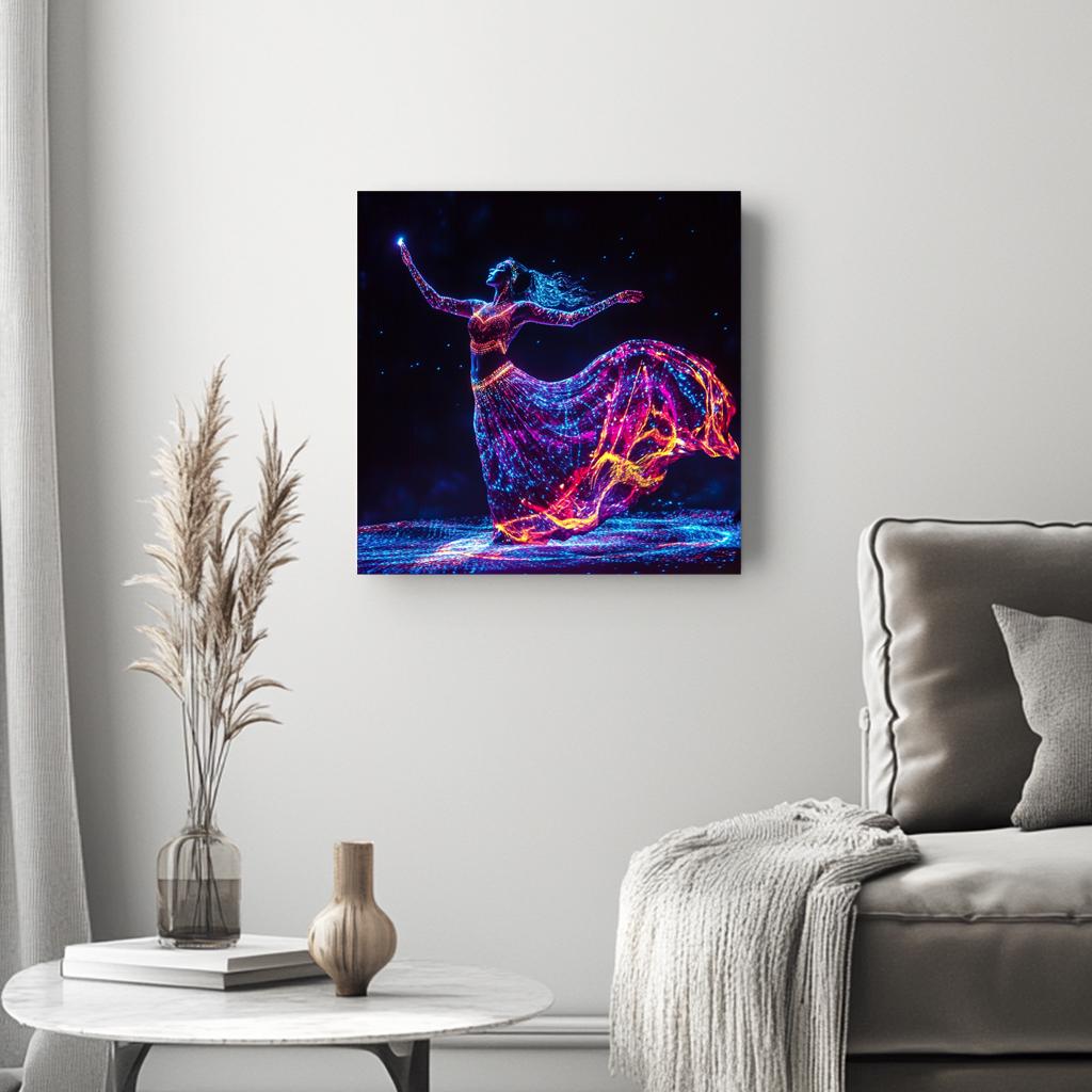 LED Light Outlines I Belly Dance Canvas Art 16 in x 16 in