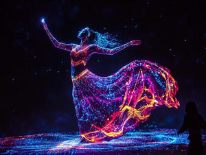 LED Light Outlines I Watercolor Purple - Belly Dance Art Download