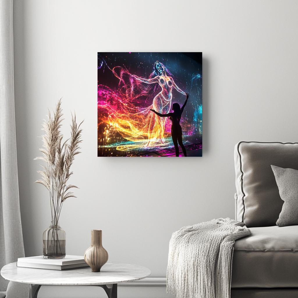LED Light Outlines II Belly Dance Canvas Art 16 in x 16 in