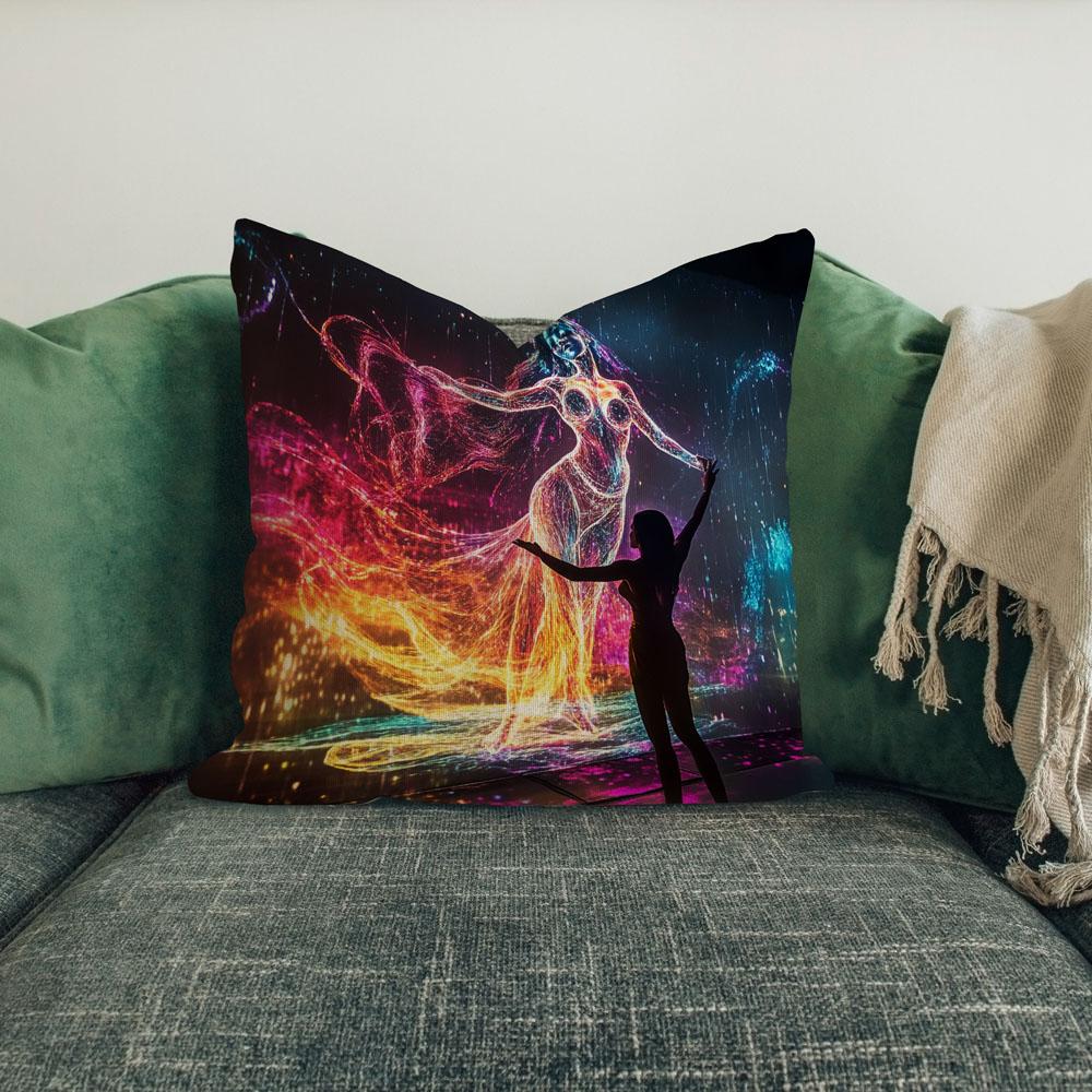 Led Light Outlines Ii Belly Dance Throw Pillow 18 in x 18 in