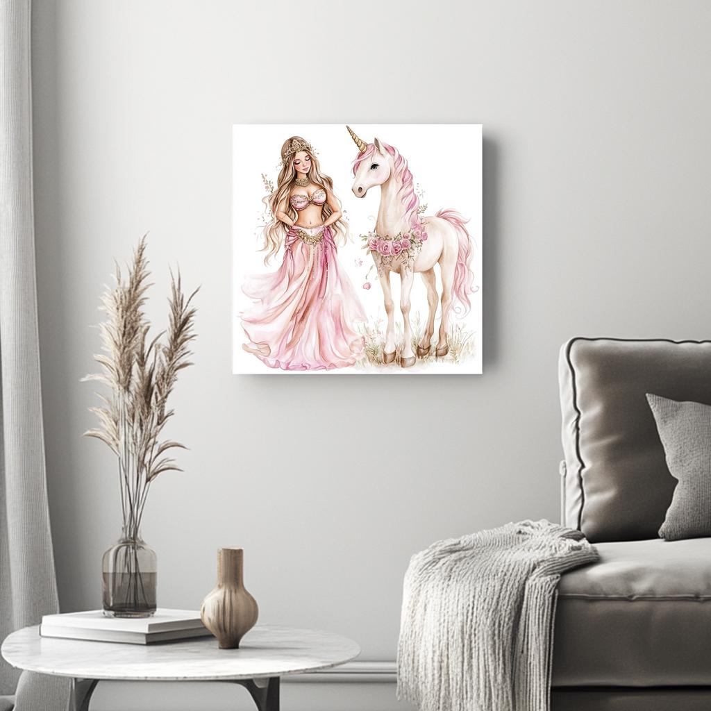 Me and My Unicorn II Belly Dance Canvas Art 16 in x 16 in