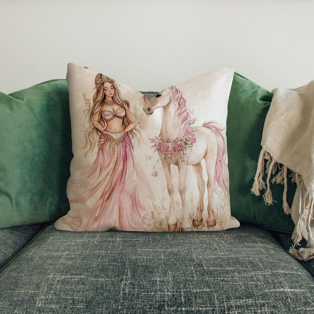 Me And My Unicorn Ii Belly Dance Throw Pillow 18 in x 18 in