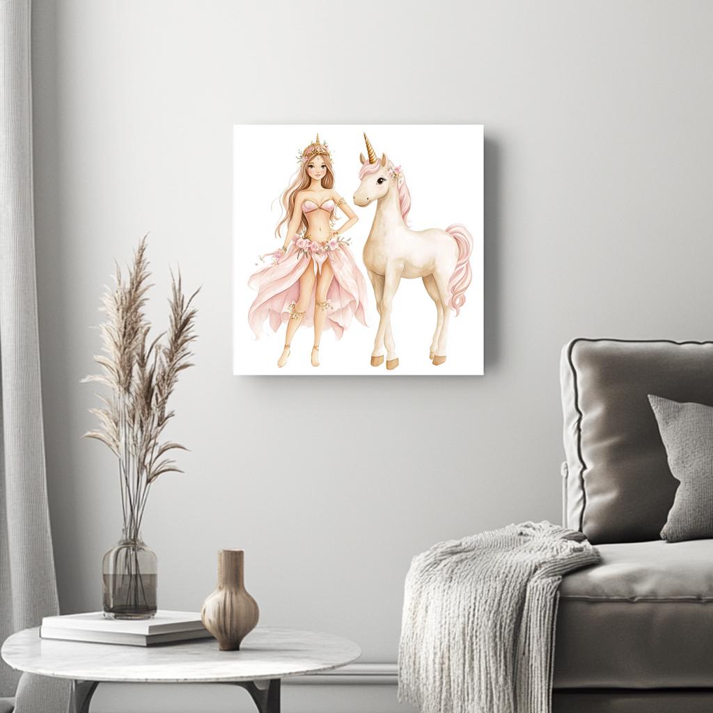 Me and My Unicorn III Belly Dance Canvas Art 16 in x 16 in