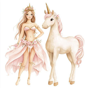 Me and My Unicorn III Watercolor Purple - Belly Dance Art Download