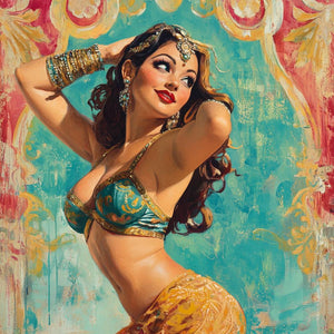 Midcentury Samia I Vintage Red - Belly Dance Art Download