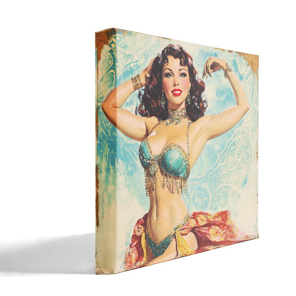 Midcentury Samia II Belly Dance Canvas Art 16 in x 16 in