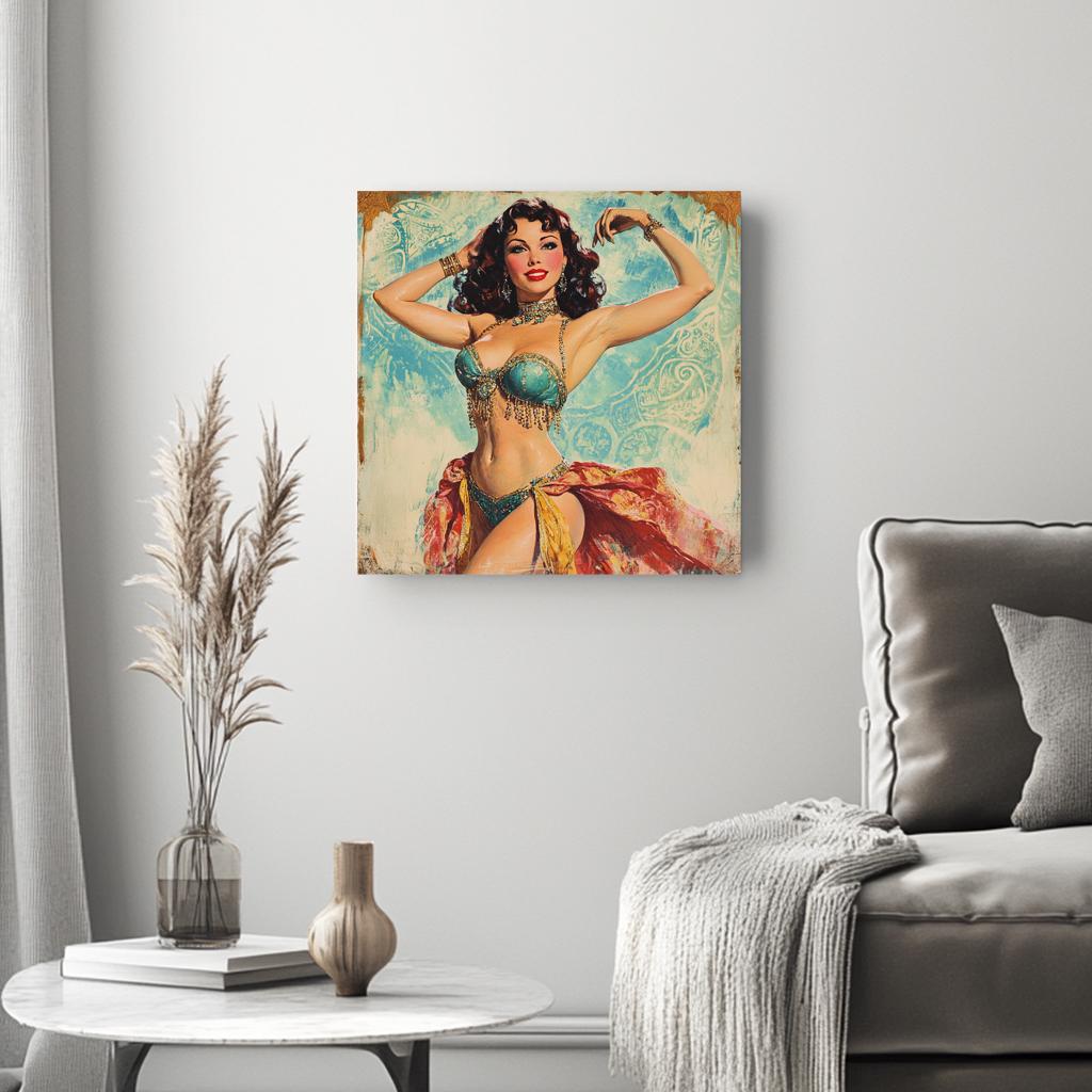 Midcentury Samia II Belly Dance Canvas Art 16 in x 16 in