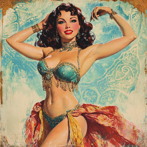 Midcentury Samia II Vintage Red - Belly Dance Art Download
