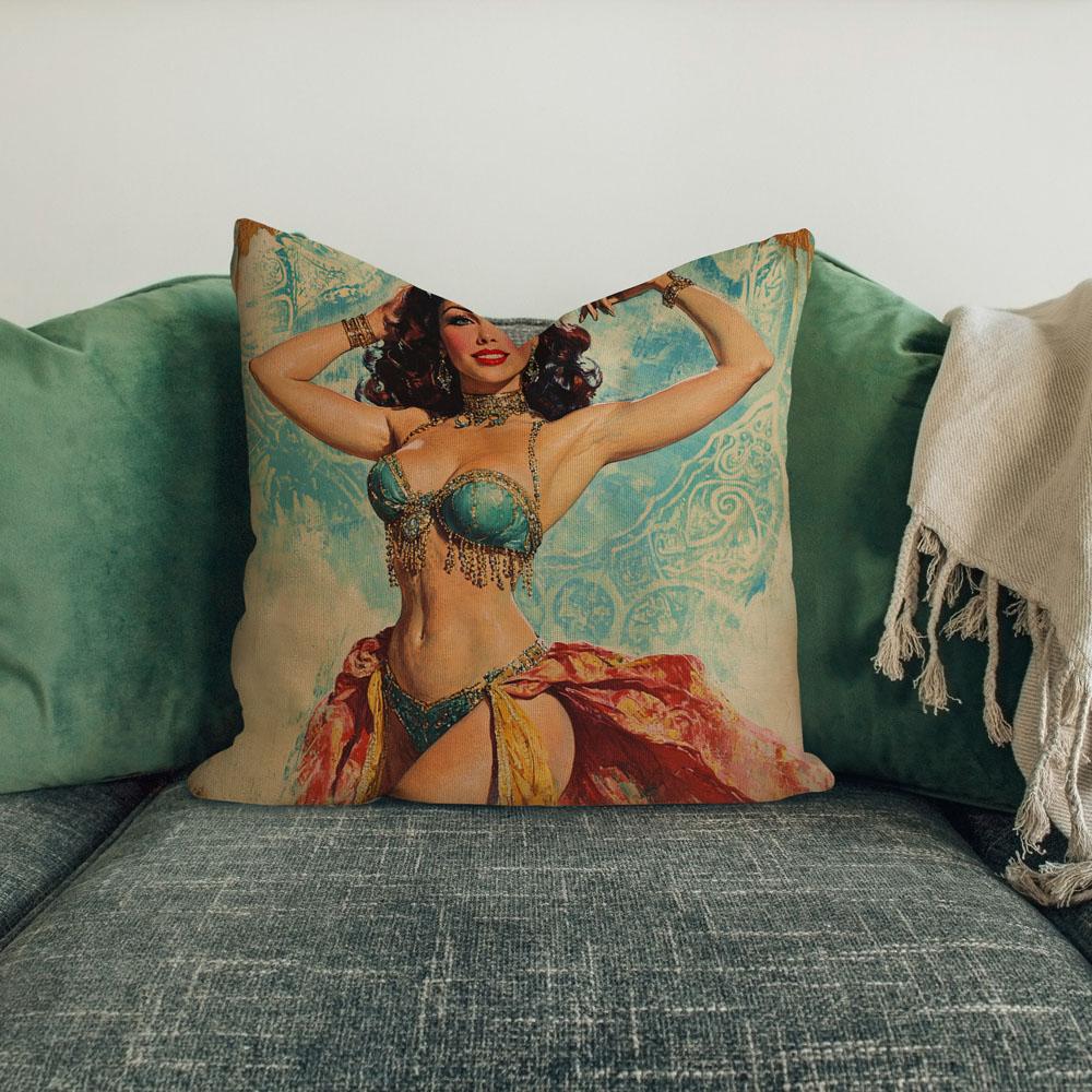 Midcentury Samia Ii Belly Dance Throw Pillow 18 in x 18 in
