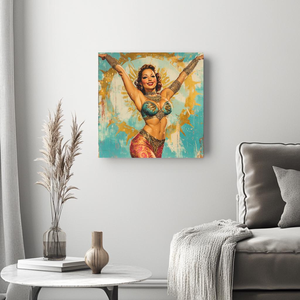 Midcentury Samia III Belly Dance Canvas Art 16 in x 16 in