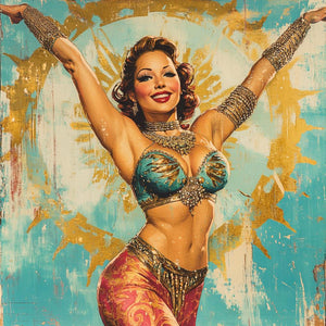 Midcentury Samia III Vintage Red - Belly Dance Art Download