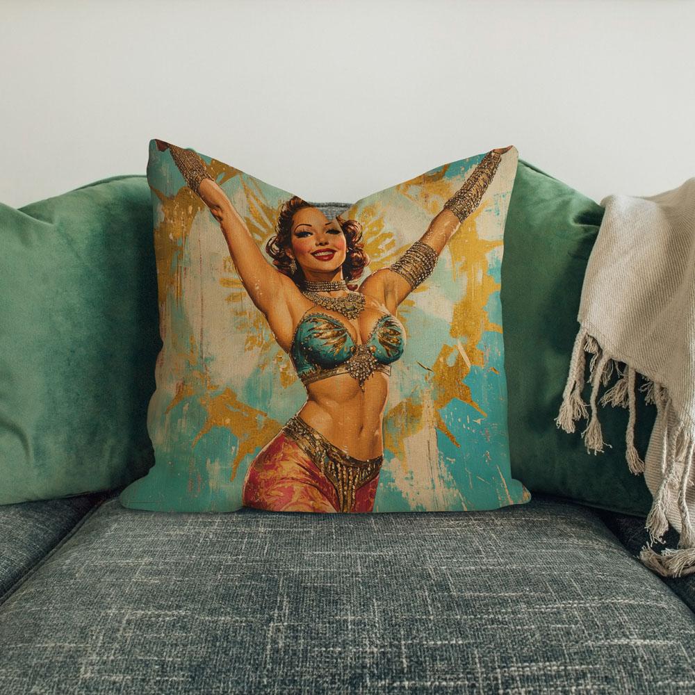 Midcentury Samia Iii Belly Dance Throw Pillow 18 in x 18 in